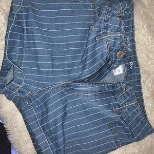 Striped jean shorts